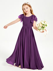 Robes de Demoiselle d'Honneur Junior avec Manches Flottantes en Dentelle Raisin