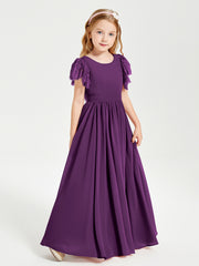 Robes de Demoiselle d'Honneur Junior avec Manches Flottantes en Dentelle Raisin