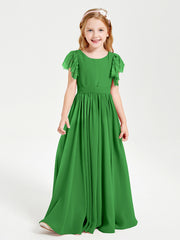 Robes de Demoiselle d'Honneur Junior avec Manches Flottantes en Dentelle Vert
