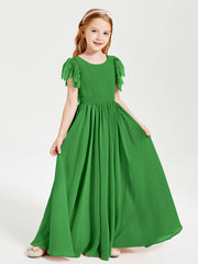 Robes de Demoiselle d'Honneur Junior avec Manches Flottantes en Dentelle Vert