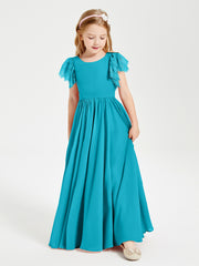 Robes de Demoiselle d'Honneur Junior avec Manches Flottantes en Dentelle Jade