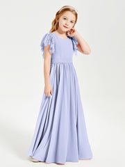 Robes de Demoiselle d'Honneur Junior avec Manches Flottantes en Dentelle Lavande