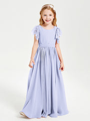 Robes de Demoiselle d'Honneur Junior avec Manches Flottantes en Dentelle Lavande