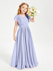 Robes de Demoiselle d'Honneur Junior avec Manches Flottantes en Dentelle Lavande