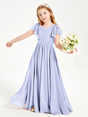 Robes de Demoiselle d'Honneur Junior avec Manches Flottantes en Dentelle Lavande