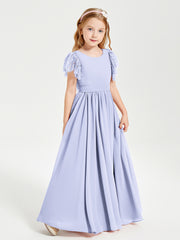 Robes de Demoiselle d'Honneur Junior avec Manches Flottantes en Dentelle Lavande