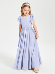 Robes de Demoiselle d'Honneur Junior avec Manches Flottantes en Dentelle Lavande