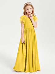 Robes de Demoiselle d'Honneur Junior avec Manches Flottantes en Dentelle Souci