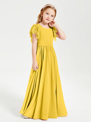Robes de Demoiselle d'Honneur Junior avec Manches Flottantes en Dentelle Souci