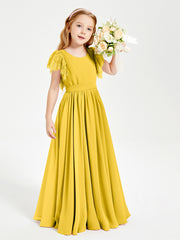 Robes de Demoiselle d'Honneur Junior avec Manches Flottantes en Dentelle Souci