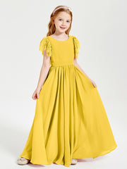 Robes de Demoiselle d'Honneur Junior avec Manches Flottantes en Dentelle Souci
