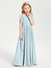 Robes de Demoiselle d'Honneur Junior avec Manches Flottantes en Dentelle Brume