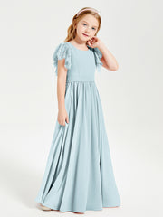 Robes de Demoiselle d'Honneur Junior avec Manches Flottantes en Dentelle Brume