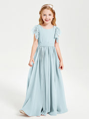 Robes de Demoiselle d'Honneur Junior avec Manches Flottantes en Dentelle Brume