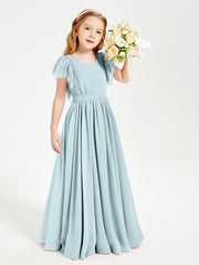 Robes de Demoiselle d'Honneur Junior avec Manches Flottantes en Dentelle Brume