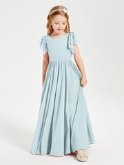 Robes de Demoiselle d'Honneur Junior avec Manches Flottantes en Dentelle Brume