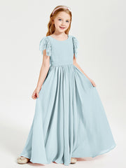 Robes de Demoiselle d'Honneur Junior avec Manches Flottantes en Dentelle Brume