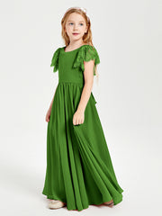 Robes de Demoiselle d'Honneur Junior avec Manches Flottantes en Dentelle Mousse