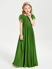 Robes de Demoiselle d'Honneur Junior avec Manches Flottantes en Dentelle Mousse