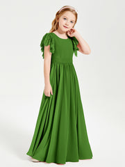 Robes de Demoiselle d'Honneur Junior avec Manches Flottantes en Dentelle Mousse