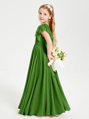 Robes de Demoiselle d'Honneur Junior avec Manches Flottantes en Dentelle Mousse