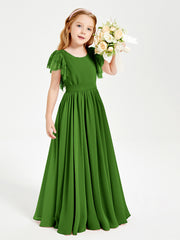 Robes de Demoiselle d'Honneur Junior avec Manches Flottantes en Dentelle Mousse