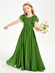 Robes de Demoiselle d'Honneur Junior avec Manches Flottantes en Dentelle Mousse