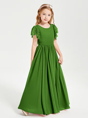 Robes de Demoiselle d'Honneur Junior avec Manches Flottantes en Dentelle Mousse