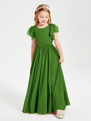 Robes de Demoiselle d'Honneur Junior avec Manches Flottantes en Dentelle Mousse