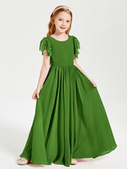 Robes de Demoiselle d'Honneur Junior avec Manches Flottantes en Dentelle Mousse