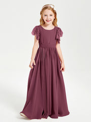Robes de Demoiselle d'Honneur Junior avec Manches Flottantes en Dentelle Mûre