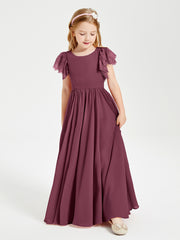 Robes de Demoiselle d'Honneur Junior avec Manches Flottantes en Dentelle Mûre