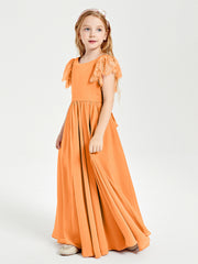 Robes de Demoiselle d'Honneur Junior avec Manches Flottantes en Dentelle Orange