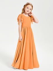 Robes de Demoiselle d'Honneur Junior avec Manches Flottantes en Dentelle Orange