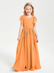 Robes de Demoiselle d'Honneur Junior avec Manches Flottantes en Dentelle Orange