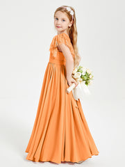 Robes de Demoiselle d'Honneur Junior avec Manches Flottantes en Dentelle Orange