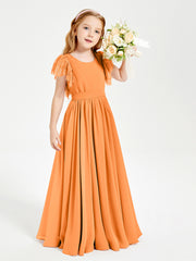 Robes de Demoiselle d'Honneur Junior avec Manches Flottantes en Dentelle Orange
