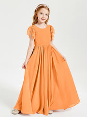 Robes de Demoiselle d'Honneur Junior avec Manches Flottantes en Dentelle Orange