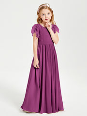 Robes de Demoiselle d'Honneur Junior avec Manches Flottantes en Dentelle Orchidee
