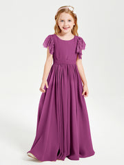 Robes de Demoiselle d'Honneur Junior avec Manches Flottantes en Dentelle Orchidee