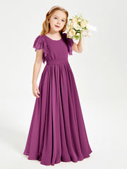 Robes de Demoiselle d'Honneur Junior avec Manches Flottantes en Dentelle Orchidee
