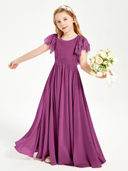 Robes de Demoiselle d'Honneur Junior avec Manches Flottantes en Dentelle Orchidee