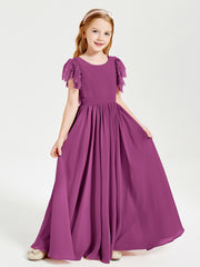 Robes de Demoiselle d'Honneur Junior avec Manches Flottantes en Dentelle Orchidee