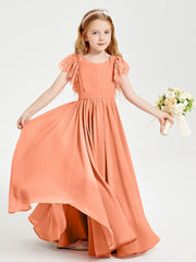Robes de Demoiselle d'Honneur Junior avec Manches Flottantes en Dentelle Papaye