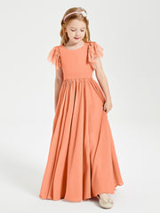 Robes de Demoiselle d'Honneur Junior avec Manches Flottantes en Dentelle Papaye