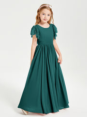 Robes de Demoiselle d'Honneur Junior avec Manches Flottantes en Dentelle Paon