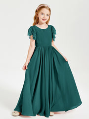 Robes de Demoiselle d'Honneur Junior avec Manches Flottantes en Dentelle Paon