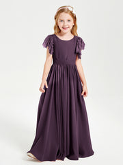 Robes de Demoiselle d'Honneur Junior avec Manches Flottantes en Dentelle Plum