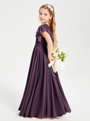 Robes de Demoiselle d'Honneur Junior avec Manches Flottantes en Dentelle Plum