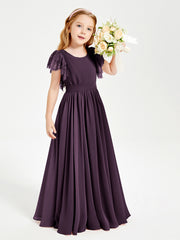 Robes de Demoiselle d'Honneur Junior avec Manches Flottantes en Dentelle Plum